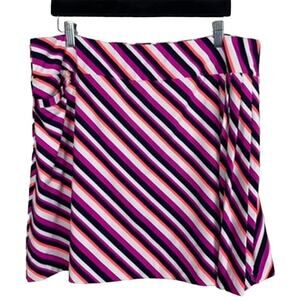 Tail‎ Skort XL Fuchsia Orange Black Striped Side Pleat Skirt w/ Pockets